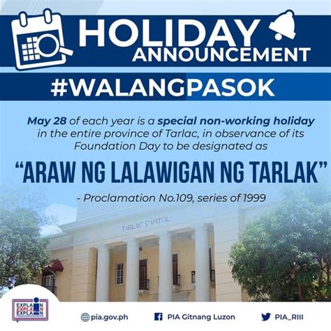 april 19 holiday tarlac|ANNOUNCEMENT April 19, .